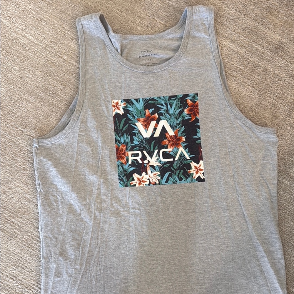 RVCA Heather Gray Tank with Floral Print